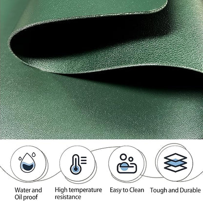 Dark Green Place Mats Indoor Set of 4, Washable Wipeable Table Placemats, Waterproof Leather Table Mats Sets for Kitchen Dining (Dark Green4)