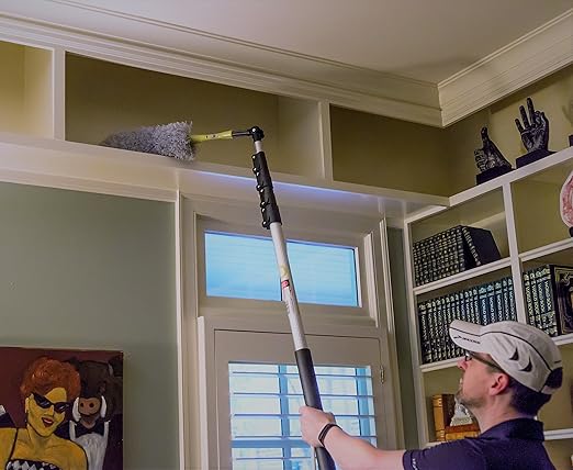 DOCA High Reach Feather Duster with Extension Pole - Head Only - No Pole Ft (6+ Ft Reach) - Feather Dusters for Cleaning
