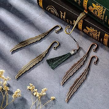 Tatuo 27 Pieces Feather Bookmarks Feather Metal Colorful Bookmarks for Readers Book Lovers(Stylish Styles)