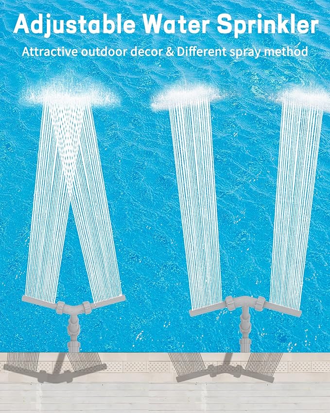Swimming-Pool Waterfall-Fountain Water Fun Sprinkler - Dual Sprayer Multiple Spray Method, Pool Decoration Cascade Fountain for Above  In-ground Pools, Practical Pool Aerator Water Cooler Circulation
