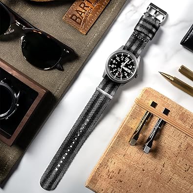 BARTON Elite NATO Style Watch Strap - 18mm, 20mm, 22mm or 24mm - Seat Belt Nylon Watch Bands