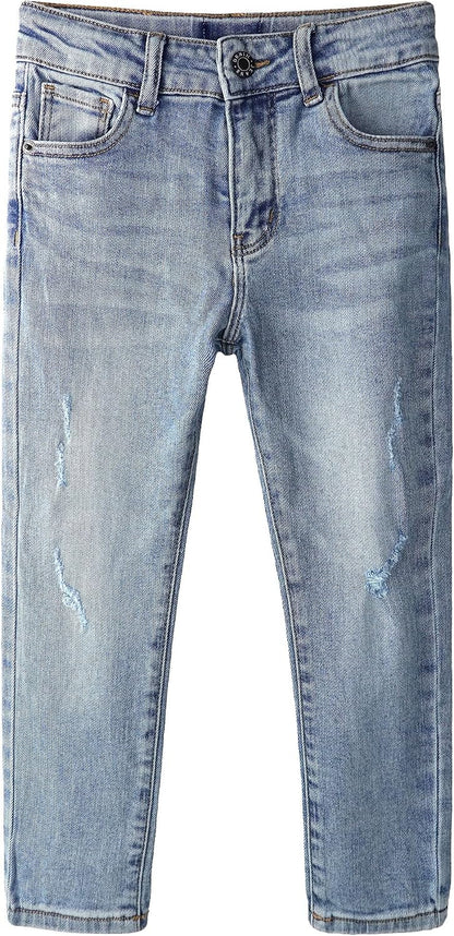 KIDSCOOL SPACE Girls Jeans,Kids Elastic Band Inside Ripped Denim Pants