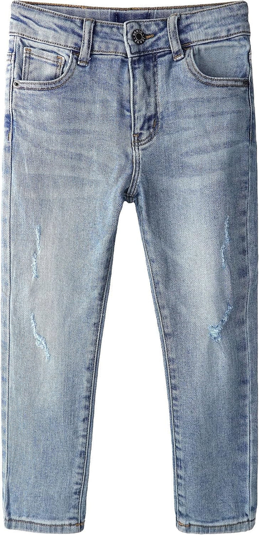 KIDSCOOL SPACE Girls Jeans,Kids Elastic Band Inside Ripped Denim Pants