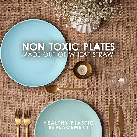 8 Wheat Straw Plates 9"  8 Wheat Straw Plates 10" - Dishwasher Microwave Safe
