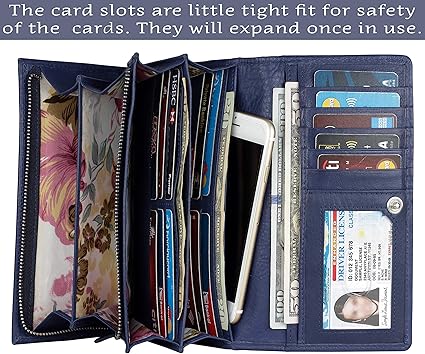 Mou Meraki Women RFID Blocking Genuine Leather Bifold Wallet-Clutch For Women-Shield Against Identity Theft