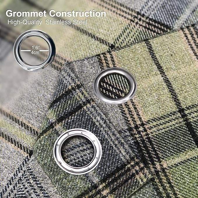 always4u Woolen Look Plaid Curtains Modern Window Panels Green Check Tartan Curtains for Living Room Bedroom 2 Panels Green 45  84 Inches