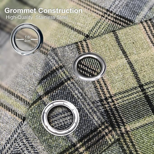 always4u Woolen Look Plaid Curtains Modern Window Panels Green Check Tartan Curtains for Living Room Bedroom 2 Panels Green 45  84 Inches
