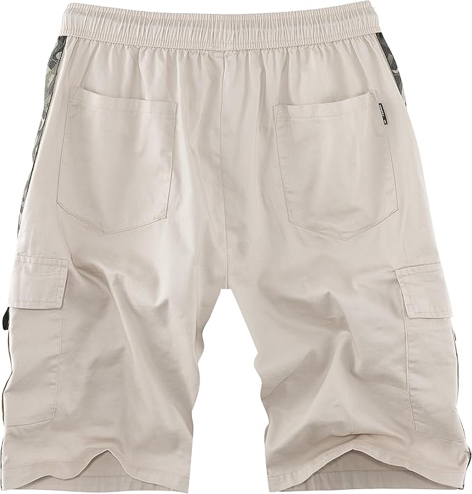 APTRO Men's Cargo Shorts Elastic Waistband Drawstring Summer Casual Cotton Big & Tall Relaxed Fit Work Shorts