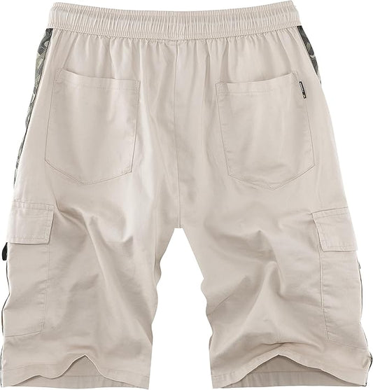 APTRO Men's Cargo Shorts Elastic Waistband Drawstring Summer Casual Cotton Big & Tall Relaxed Fit Work Shorts