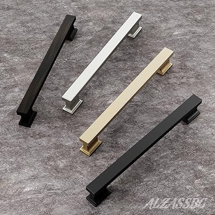 Alzassbg 5 Pack Matt Gold Cabinet Pulls, 7 Inch(177.8mm) Hole Centers Kitchen Cabinet Handles for Cabinets and Drawers AL3061MGP