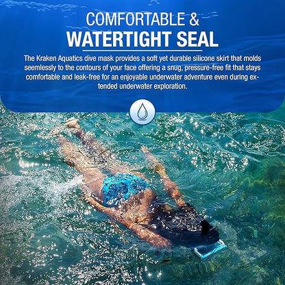 Scuba Diving Mask - Tempered Single Lens Glass Anti-Fog Snorkel Mask for Adults with Leak-Proof Silicone Skirt, Snorkeling Gear, Freediving, Spearfishing Diving Masks - Dive Mask