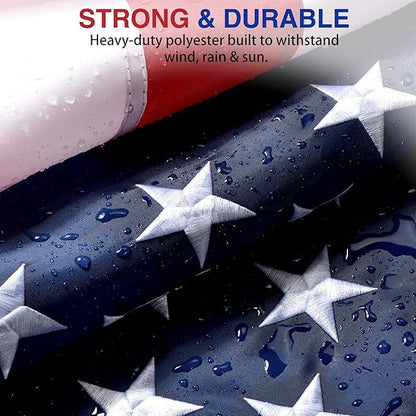American Flags for Outside 3x5 FT- Heavy Duty US Flag USA Flag with Embroidered Stars, Sewn Stripes & Brass Grommets, Weather-Resistant, 4th of July Decorations