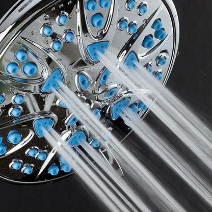 AquaDance 5514 Antimicrobial  Anti-Clog High-Pressure 6-Setting Hand Microban Nozzle Protection from Growth for Stronger Shower 3 Color Choices, Aqua Blue Jets,4 Inch