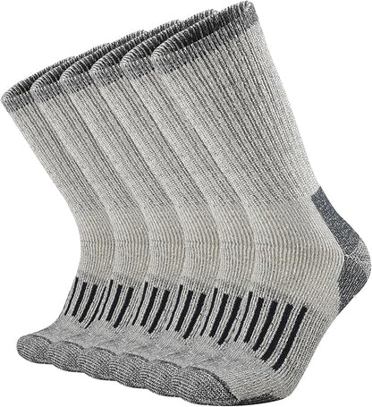 SOX TOWN Men's Merino Wool Cushion Crew Socks Moisture Wicking Control for Outdoor Hiking Work Boot Thermal Warm All Seasons