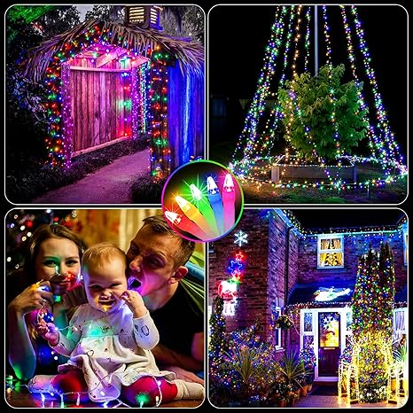 2 Pack Total 200FT 600 LED Christmas String Lights, Multicolor Fairy Tree Lights Connectable, 8 Modes  Timer Indoor Outdoor String Lights for Bedroom Tree Yard Door Wedding Xmas Classroom Decor