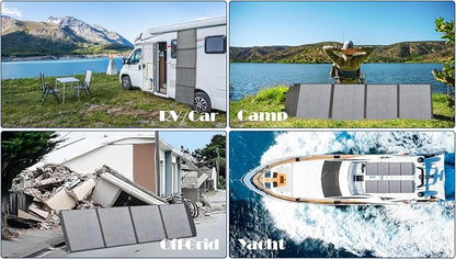 200W Portable Solar Panel Kit, Foldable Solar Charger for Camping and RV