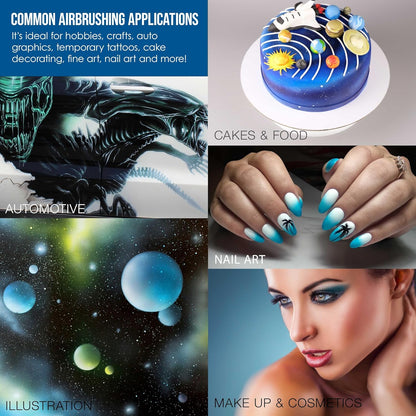 Master Airbrush G25 Multi-Purpose Dual-Action Gravity Feed Airbrush Gun Kit with 0.2mm Tip & 1/16 oz Cup for Aerografo Illustration, Nail Art, Model Painting & Cake Decorating
