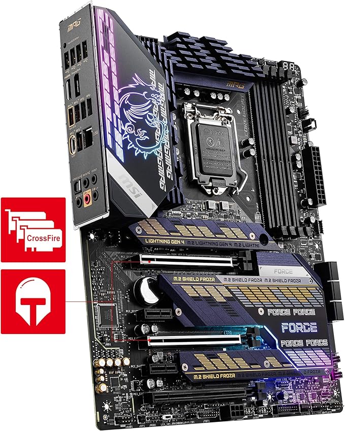 MPG MPG Z590 Gaming Force Gaming Motherboard (ATX, 11th/10th Gen Intel Core, LGA 1200 Socket, DDR4, PCIe 4, CFX, M.2 Slots, USB 3.2 Gen 2, DP/HDMI, Mystic Light RGB)