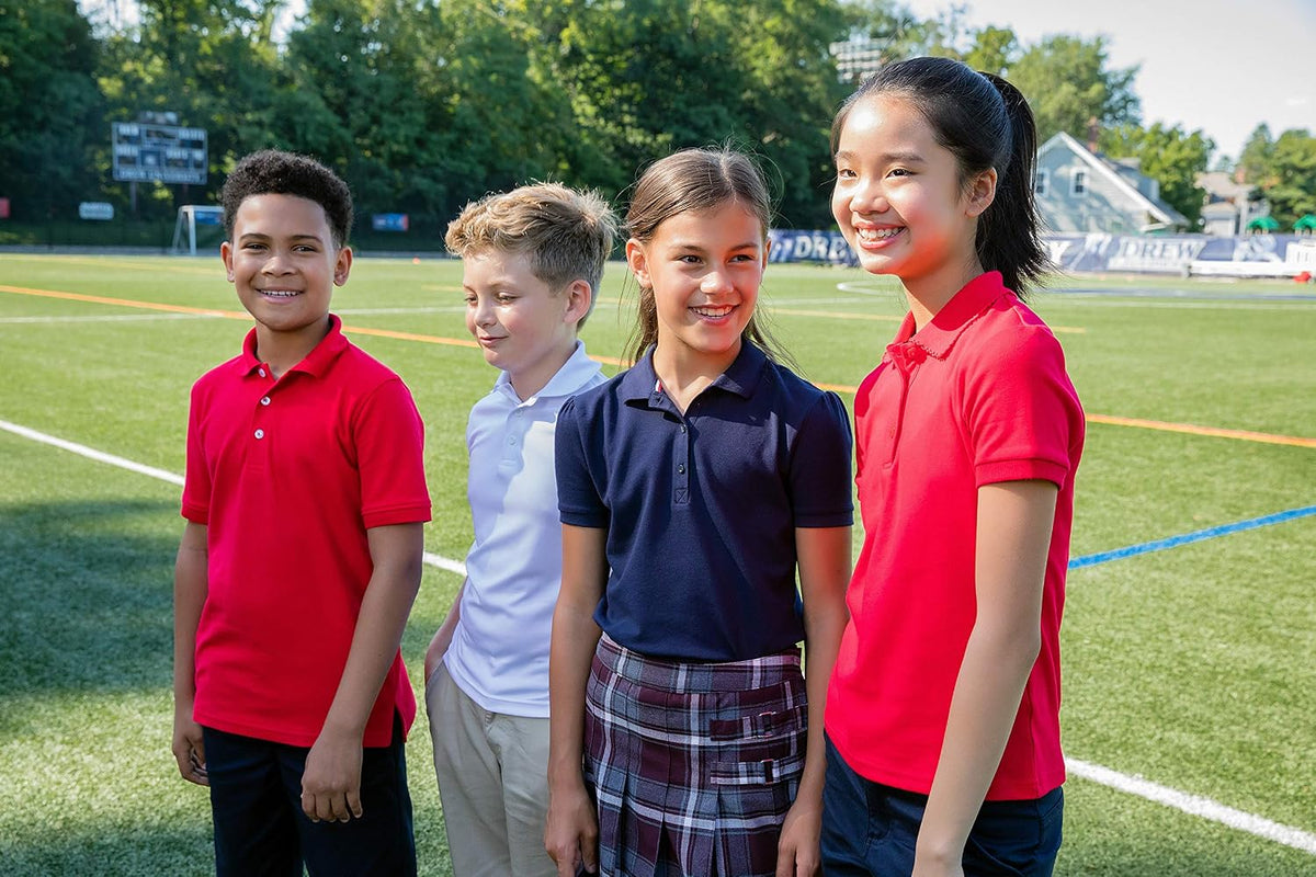 French Toast Girls' Short Sleeve Picot Collar Polo School Uniform Shirt (Standard and Plus)