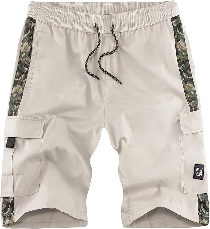 APTRO Men's Cargo Shorts Elastic Waistband Drawstring Summer Casual Cotton Big & Tall Relaxed Fit Work Shorts