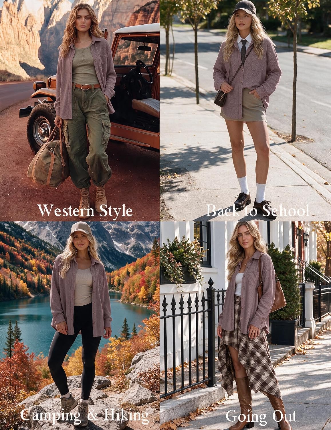 Waffle Button Down Shirts for Women Dressy Casual Work Shacket V Neck L