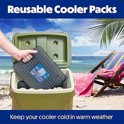 Cooler Shock Ice Packs - Reusable, Premium, Large Pack and Lunch Set for Long Term Use - Cools Faster Than Ice - Cooler Accessories