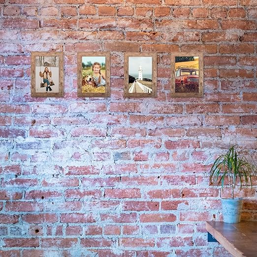 TOFOREVO Picture Frames 4x6 Set of 2 Rustic Wood Grain Photo Frame for Gallery Wall Mounting or Tabletop Display