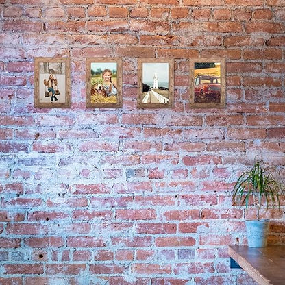 TOFOREVO Picture Frames 4x6 Set of 2 Rustic Wood Grain Photo Frame for Gallery Wall Mounting or Tabletop Display