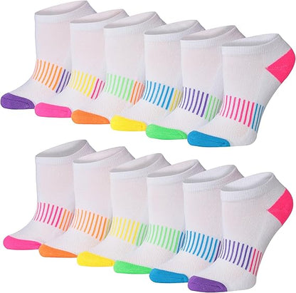 Tipi Toe Women's 6-Pairs Quarter Cushioned With Arch Support Athletic Performance Sports Socks