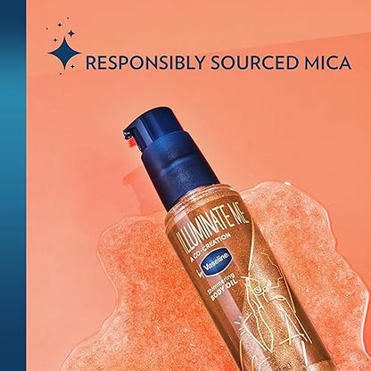 Vaseline Illuminate Me Body Oil - Shimmering Body Bronzer, Radiant Body Glow Oil, Hydrating Shimmer Body Oil for Melanin-Rich Skin, Body Shimmer Oil for Glowing Skin, 3.3 Oz Ea (Pack of 2)