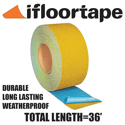 DuraMark RPT-750 Pavement Marking Tape - Reflective Slip Resistant Durable Outdoor Heavy Duty Rubber Base Tape, Bast Certified (Yellow, 3 Inch x 36 Feet)