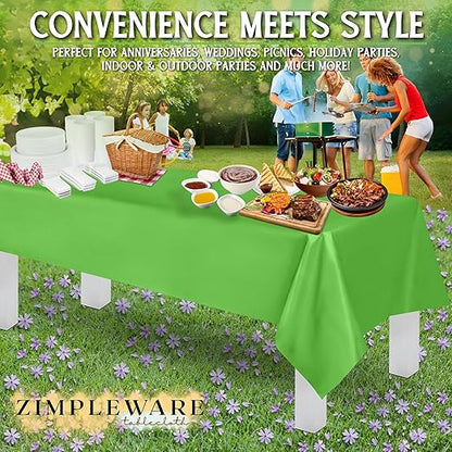 ZIMPLEWARE Premium Lime Green Plastic Table Cloth Disposable (6 Pk) Plastic Tablecloths for Rectangle Tables (54in x 108in) Party Table Cloths Disposable for 6ft to 8ft Rectangle Tables
