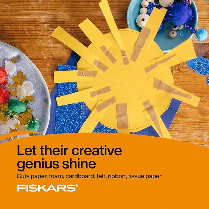 Fiskars - 5-inch blunt tip scissors for children aged 4 to 7 years, for school or crafts, back-to-school supplies, blue color