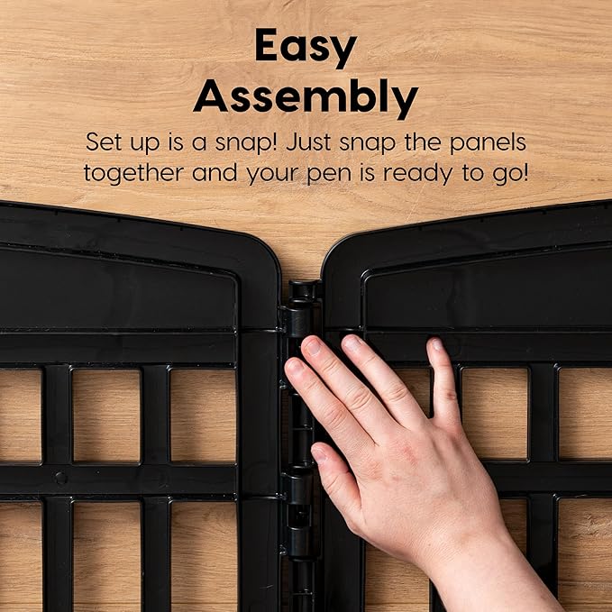 IRIS USA 24" 6-Panel Dog Playpen with Door, 61 x 61 x 24, Puppy Playpen, Dog Play Pen Indoors, Pet Fence, SmallMedium Pets, Black