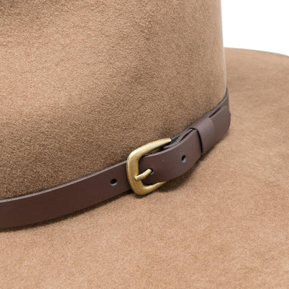 B&S Premium Lewis - Wide Brim Fedora Hat - 100% Wool Felt - Water Resistant - Leather Band