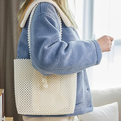Pearl Purse Tote Bag Shouder Bag For Women Wedding Party Shiny Beaded Bag Travel Bag With Pearl