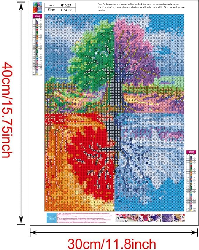 MjhRcll Tree Diamond Painting Kits for Adults Round Full Drills, 5D DIY Four Seasons Picture Diamond Art Kits for Home Wall Decor and Gift 12x16 Inch