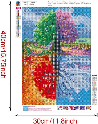 MjhRcll Tree Diamond Painting Kits for Adults Round Full Drills, 5D DIY Four Seasons Picture Diamond Art Kits for Home Wall Decor and Gift 12x16 Inch