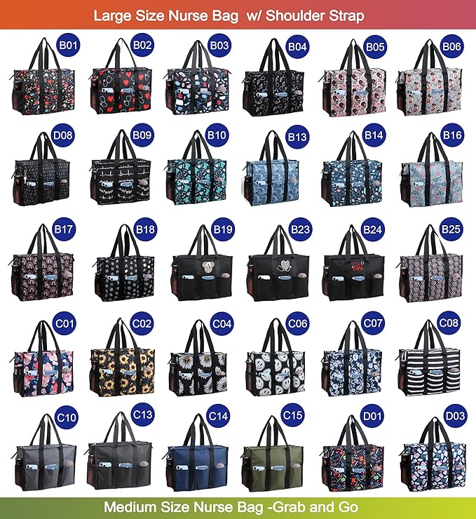 ABAMERICA Nurse Bags for Work: Multiple Pockets, Waterproof, Organizing Zip Top Clinical Bag for Nursing Students