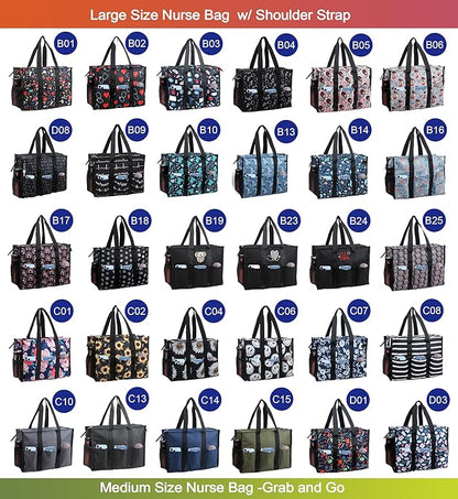 ABAMERICA Nurse Bags for Work: Multiple Pockets, Waterproof, Organizing Zip Top Clinical Bag for Nursing Students