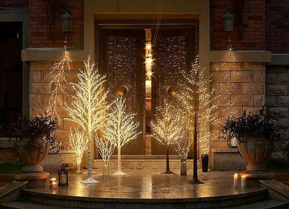 Hairui Lighted White Tree Plug in 4FT 430 LED Artificial Twig Tree with Lights for Christmas Holiday Wedding Room Decorations Indoor Outdoor Use