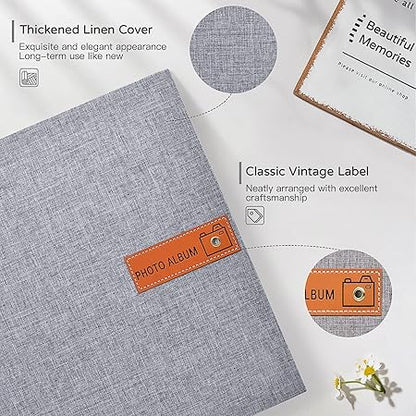 Popotop Large Photo Album Self Adhesive 4x6 5x7 8x10 Scrapbook Album DIY Picture Book,Gifts for Mom,Family Baby and Wedding,with Metal Pen and Plastic Board