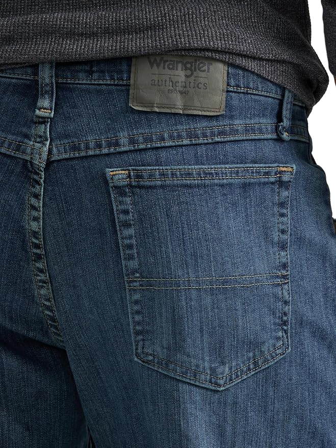 48W/ 32L, Wrangler Authentics Men's Classic 5-Pocket Relaxed Fit Flex Jean