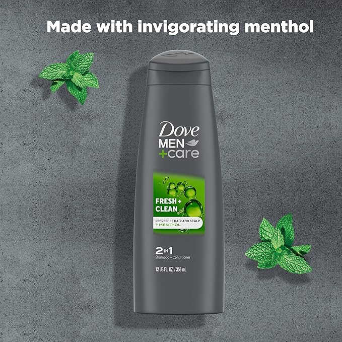 Dove MenCare Fortifying 2 in 1 Shampoo and Conditioner for Normal to Oily Hair Fresh and Clean with Caffeine Helps Strengthen and Nourish Hair 12 oz