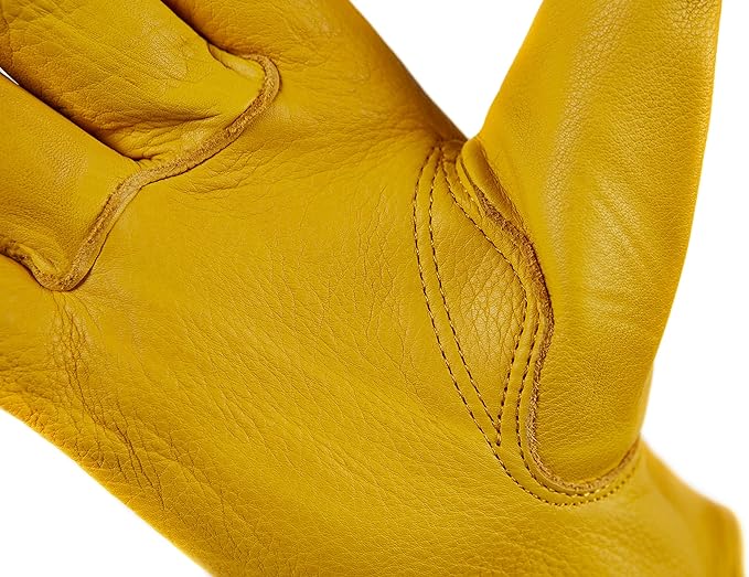 Hunter Premium Deerskin Gloves, Gold, XX-Large - Unlined Full Grain Leather Work Gloves with Ergonomic Design, Reinforced Index Finger - Soft Leather Gloves - Premium Men√ïs Leather Goods