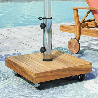 Durable Square Umbrella Stand - Fashionable Teak Appearance, Essential for Every Outdoor Living Space