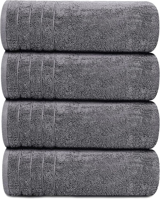 Tens Towels Pack of 4 Extra Large Bath Towels 30 x 60 Inches, 100 Cotton, Larger  Lighter Weight, Quicker to Dry, Super Soft and Absorbent, Perfect for Bathroom, Dark Grey