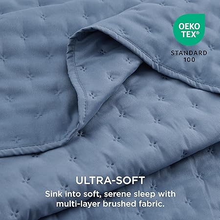 Bedsure Quilts Queen Size - Ultra Soft Queen Quilt Bedding Set for Modern  Coastal Bedrooms, Lightweight All-Season Comforter with 2 Pillow Shams, Mineral Blue Summer Bedspread Coverlet 90x96 Inch