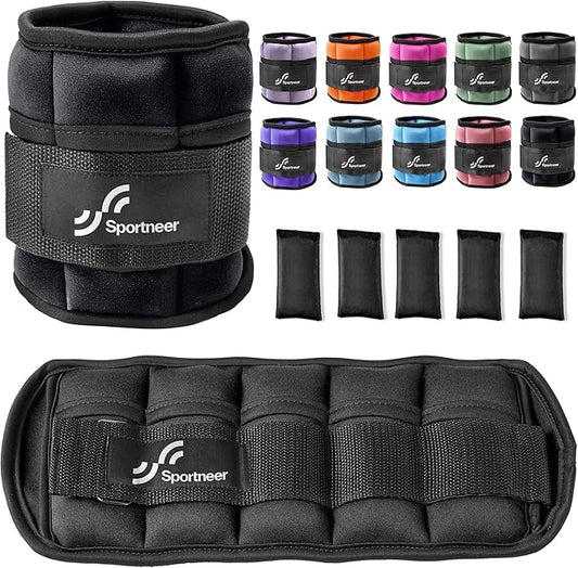 Sportneer Adjustable Ankle Weights Leg Weight Straps for Women Men, Weighted Ankle Weights Set for Gym,Fitness, Workout,Walking, Jogging,1-5 lbs Each Ankle, Pair Ankle Weight