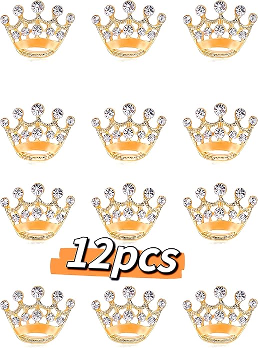 Lot 122448pcs Small Crown Brooch Pins for Women and Men - Fashion Gold Silver Rhinestone Brooches for Suit Jacket - Bulk Pins